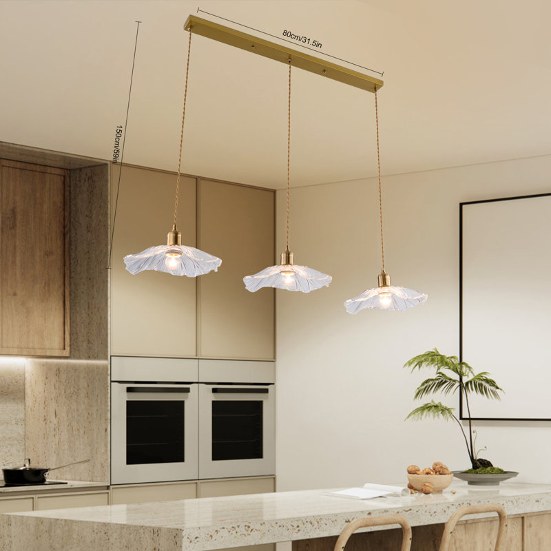 Mercer41 Barayon 3 Light Gold Kitchen Island Pendant Wayfair